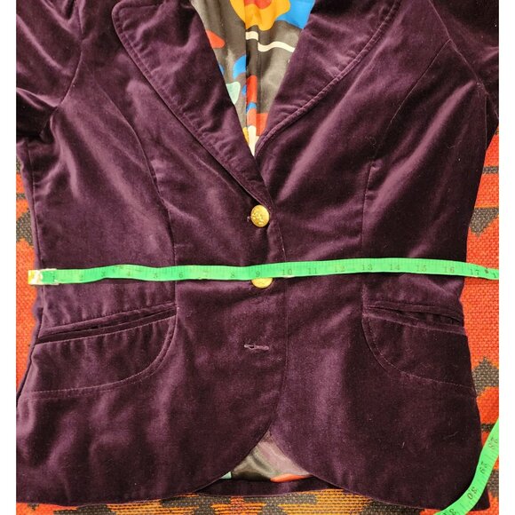 NEW Vintage Forever Velvet Blazer Purple, Gold Buttons Large - Picture 15 of 16